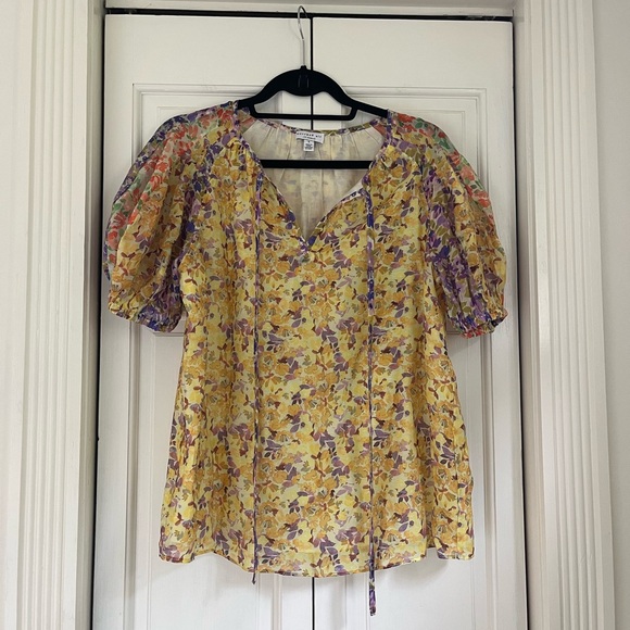 Anthropologie x Current Air floral watercolor print blouse size small romantic - Picture 7 of 17